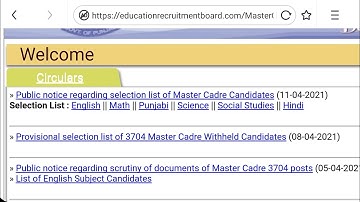 Master cadre 3704 Recruitment!! New Selection List of Candidates eligible for job