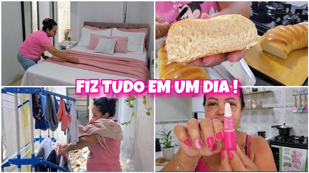 ROTINA DE DONA DE CASA 🏡 FIZ TUDO EM UM DIA |limpeza, organização e  pão caseiro me surpreendi 