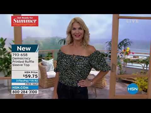 Democracy Printed Ruffle Sleeve Top