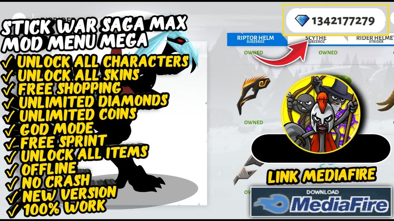 Пароль не требуется!! Stick War Saga New Max Mod Menu Apk - Неограниченные деньги, бесплатные пок...