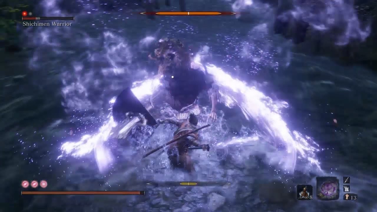 Sekiro Phoenix's Lilac Umbrella Vs Shichimen Warrior NG+ Fountainhead Palace