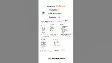 Class : 10th Maths Chapter 1 Real Numbers Exercise – 1.1 Q : 1, 2 | New NCERT | CBSE Board |