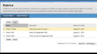 Blackboard 9.1.13: Export Rubrics