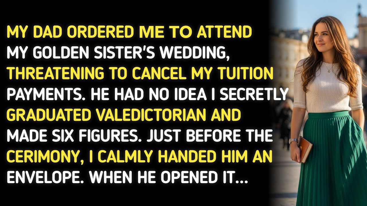 MY DAD ORDERED ΜΕ ΤΟ ATTEND MY GOLDEN SISTER'S WEDDING, THREATENING TO CANCEL MY TUITION PAYMENTS
