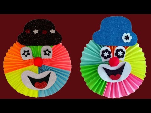 How to make paper clown.Easy crafts with colored/coloured paper to do at home.