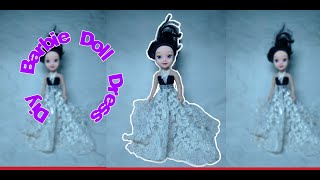 Easy Diy l Barbie Doll Dress l DressesClothes Gown l hand sew l RocyLK l