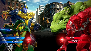 Hulk & Venom Vs Thanos & Gamora (Very Hard) - Marvel vs Capcom | 4K Gameplay