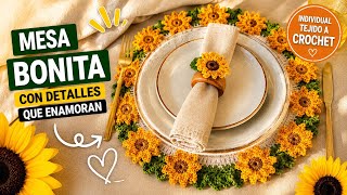 🌈INDIVIDUAL de MESA TEJIDO A CROCHET paso a paso GIRASOLES 🌻 