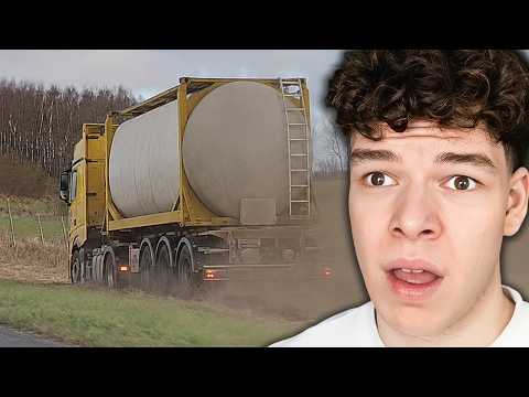 Truck swerves off the road... (Dashcam Reaction)