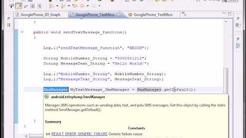 Google Phone for Developers --- Chapter 12 -- SmsManager.sendTextMesage()