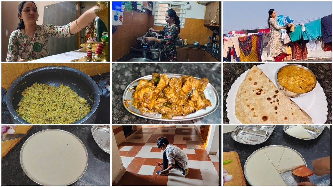 Indian housewife productive morning routine|gongura rice, chicken roast, thata idly|my family diary