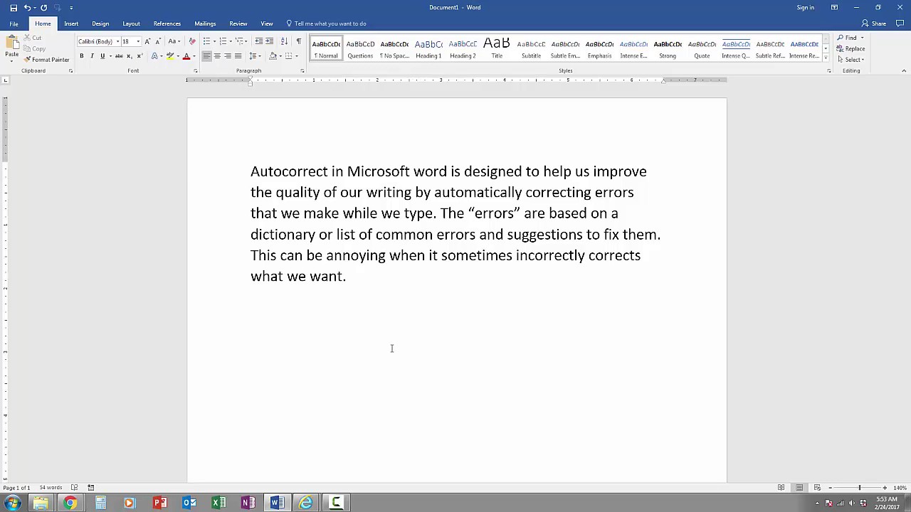 how do i turn on autocorrect in word