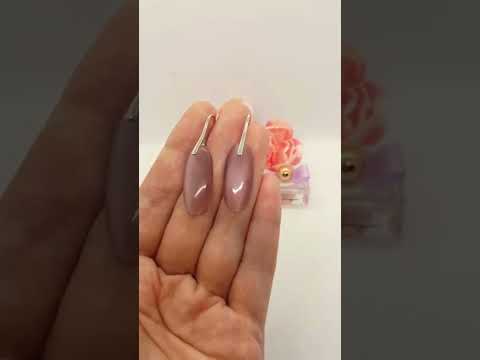 Красиві довгі сережки рожеве пудрове котяче око, видео 1