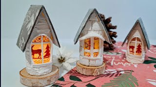 Easy Christmas House DIY Lamps Using Toilet Paper Roll Tubes Craft Ideas