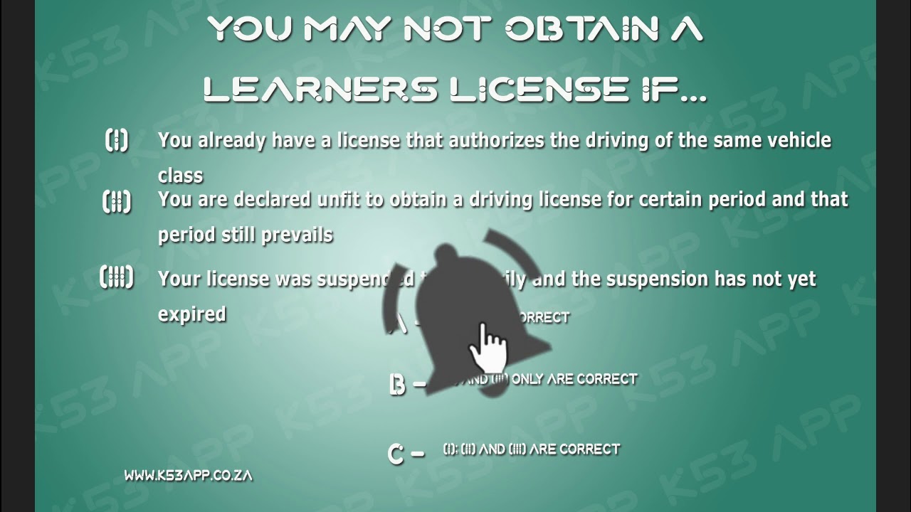 You may not obtain a learners licence if you Learners test south Africa ...