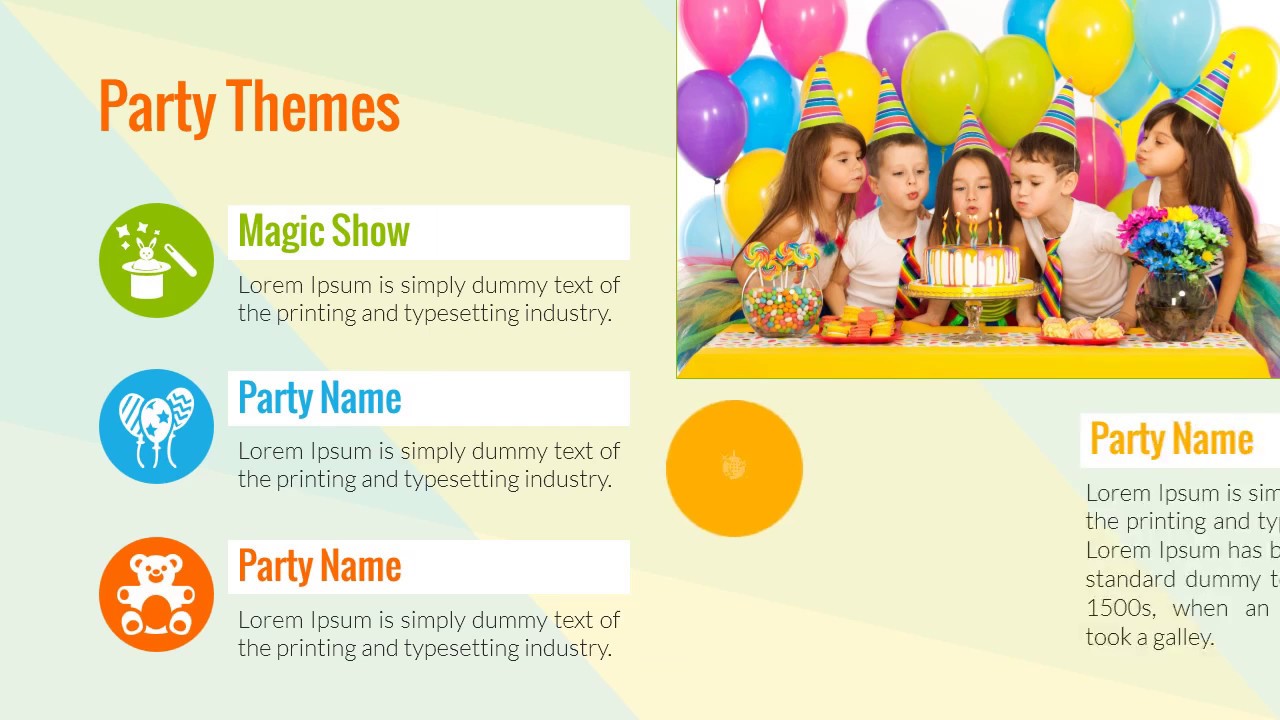 Birthday Party Planner Power Point Template - Edit Yourself - Local Marketing Tool