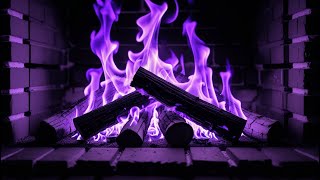 Soothing Purple Fire and Glowing Embers Creating a Calm Ambience for Restful Sleep and Focus