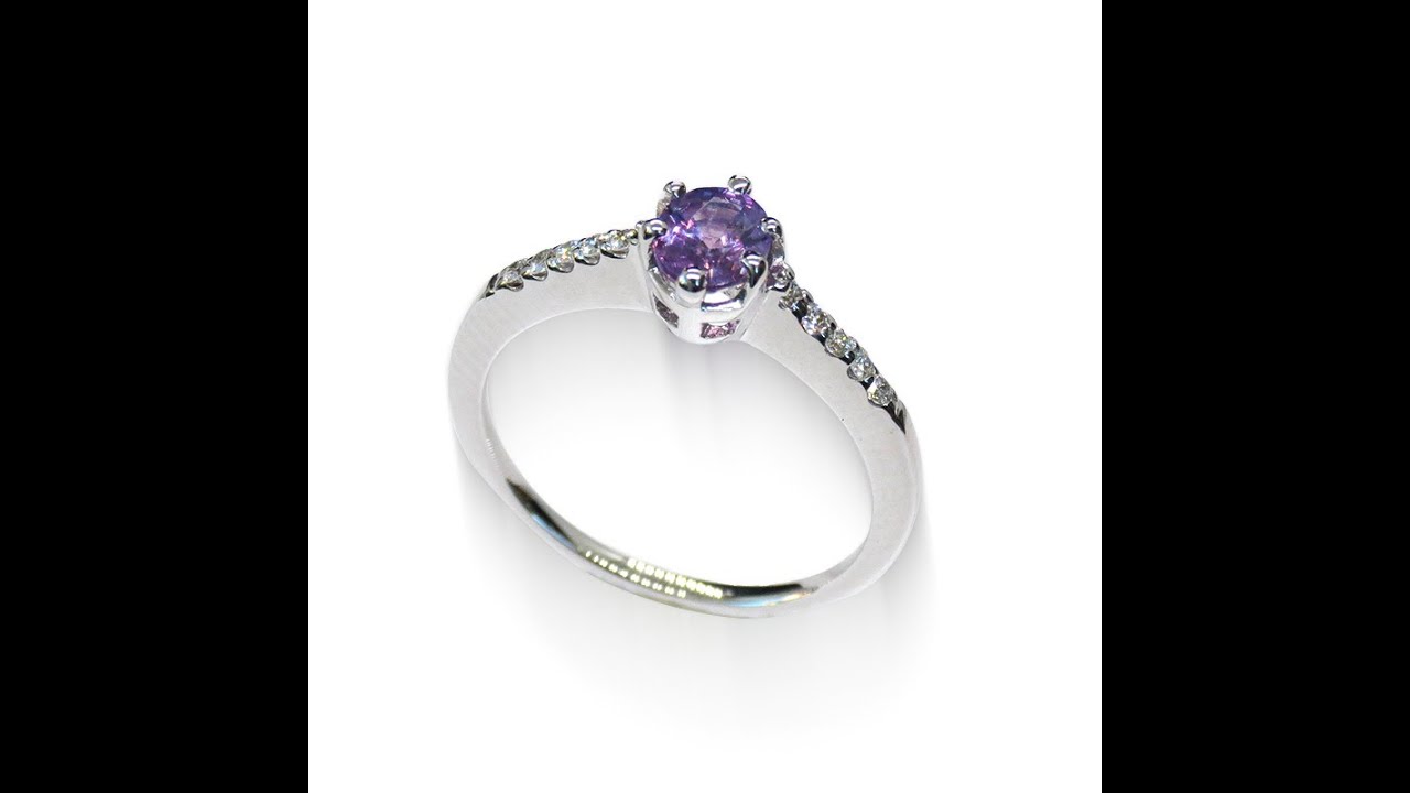 Aurora Halo – 18K White Gold Purple Sapphire & Diamond Ring