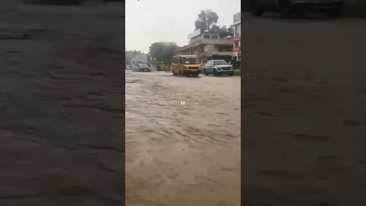 The water all over after heavy rain in Lunapani of Mandi 