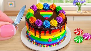 Mini Rainbow Cake Recipe With Chocolate | Stunning Rainbow Cake Decoration Ideas ❤️