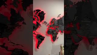 3D LED Wooden World Map Standart - Dark Grey