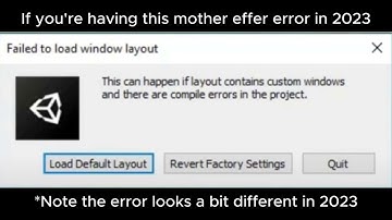 Unity is about to delete all window layouts and restore... Infinite loop error IN UNITY 2023!!!