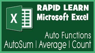 Rapid Learning | Excel Auto Functions AutoSum Average Count | Microsoft Excel Course