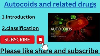 Autocoids and related drug ! B pharm 5th sem ! pharmacology -2 !  unit- 3 | In hindi