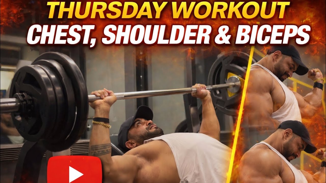 Thursday Workout | Chest, Shoulder & Biceps Intense Gym Session 