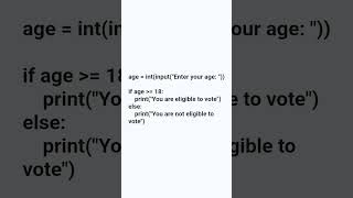 simple Python program to check if a person can vote: