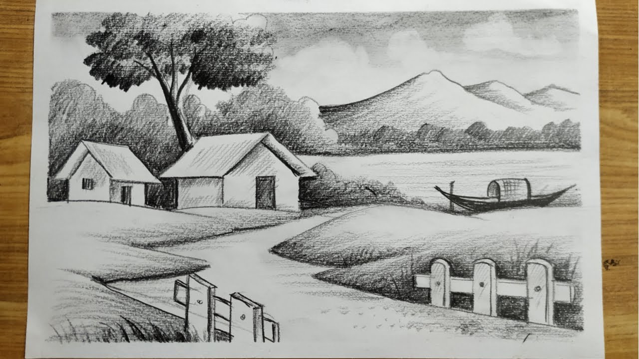 Draw pencil sketch landscape, building or scenery with my style by Dimassbp  | Fiverr