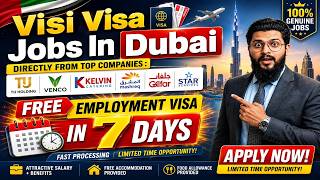 Visit Visa Jobs in Dubai With Free Employment Visa In 7 Days | Dubai Walk In Interview 2026