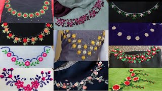 DIY hand work designer dresses /best indian kurti hand embroidery designs /easy boatneck embroidery