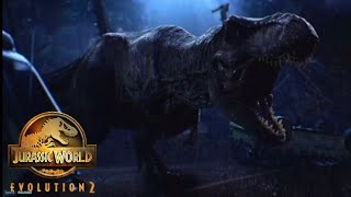 Jurassic World Evolution 2 Chaos Theory (Jurassic Park) introduction Tyranossauro Rex screen time 