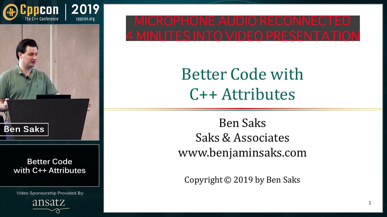 c thomas howell CppCon 2019: Ben Saks “Better Code with C++ Attributes”