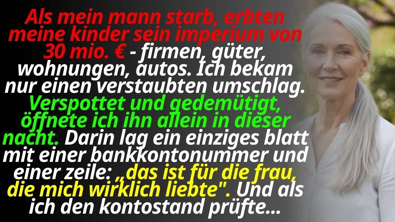 Meine kinder nahmen 30 mio. euro, ich bekam einen staubigen umschlag. Was ich darin fand, veränderte