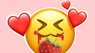 Emoji eats a strawberry