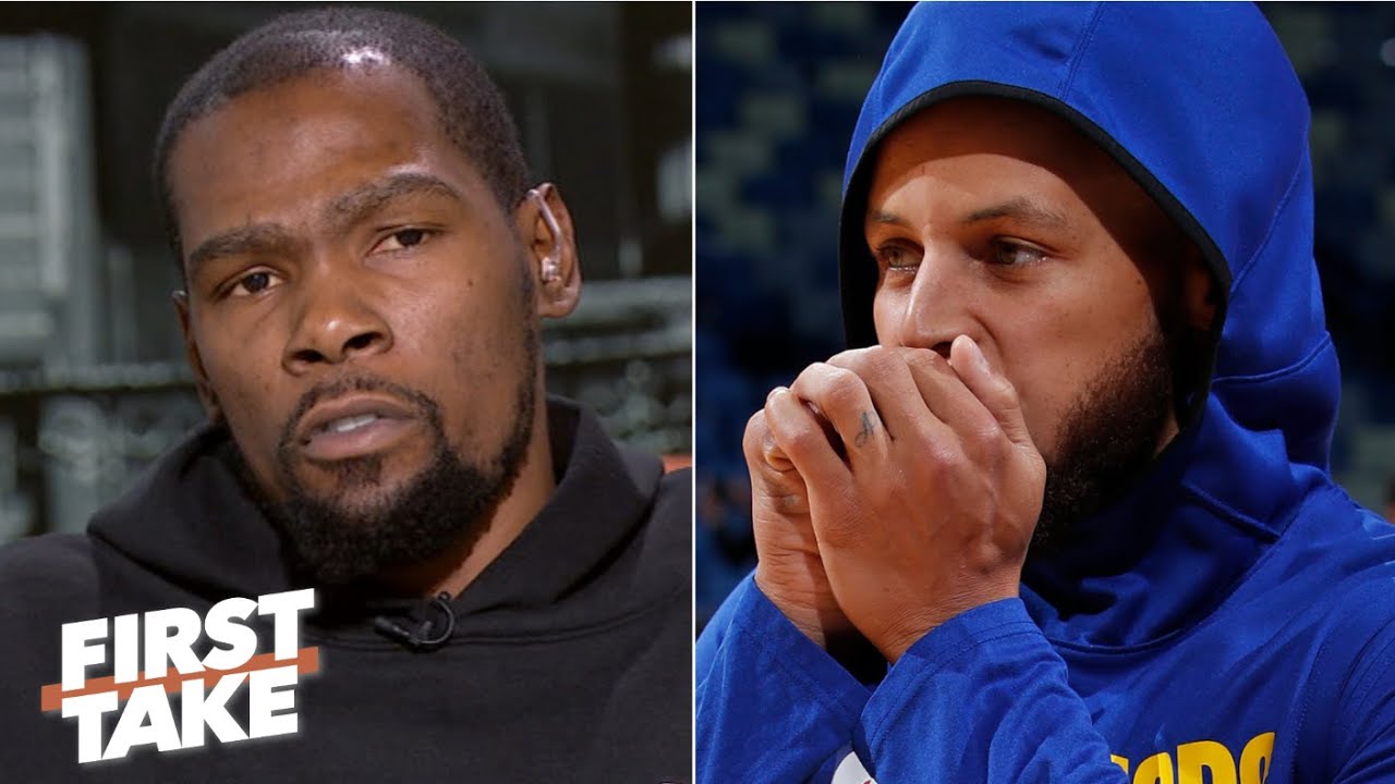 KD reacts to Steph Curry’s broken hand, Achilles injury update & defends Kyrie Irving | First Ta