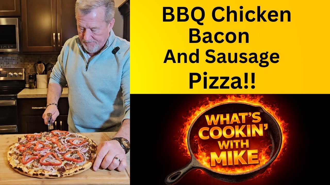 Forget The Frozen Pizza, your guests will LOVE this BBQ Chicken, Bacon and Sausage Pizza!