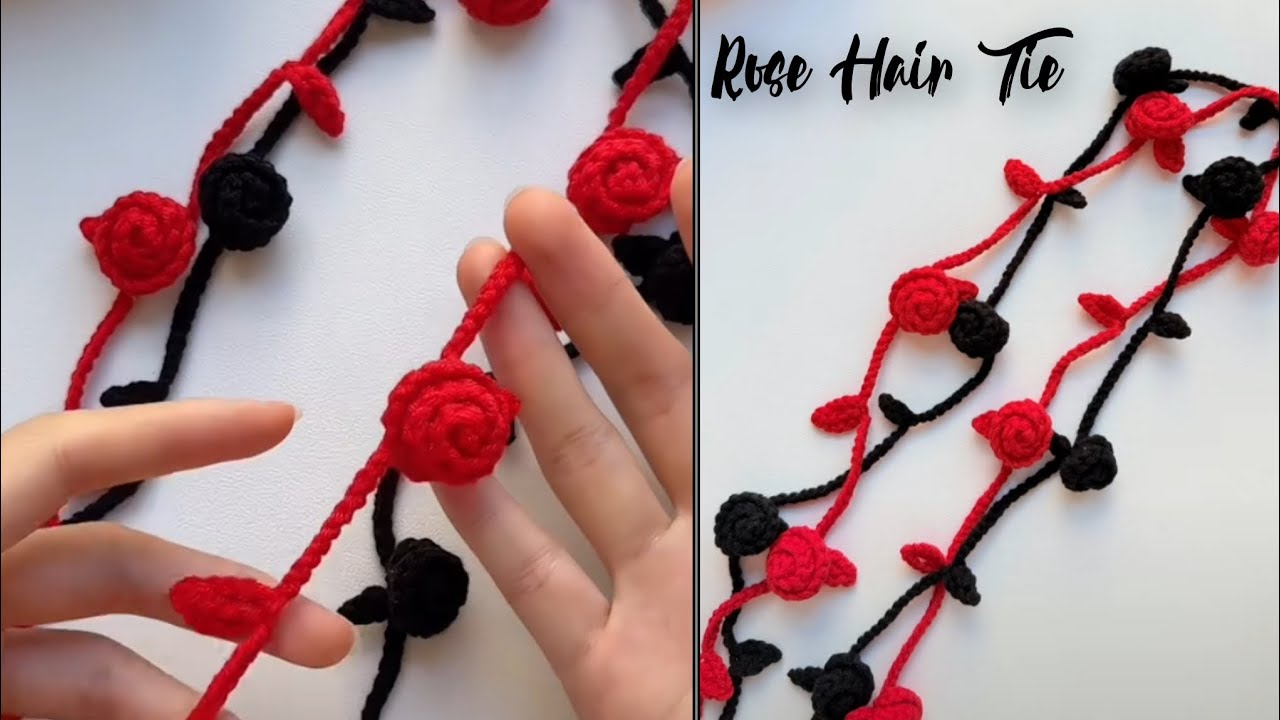 Easy Crochet Rose Hair Tie 🌹 Step by step for beginners ❣️