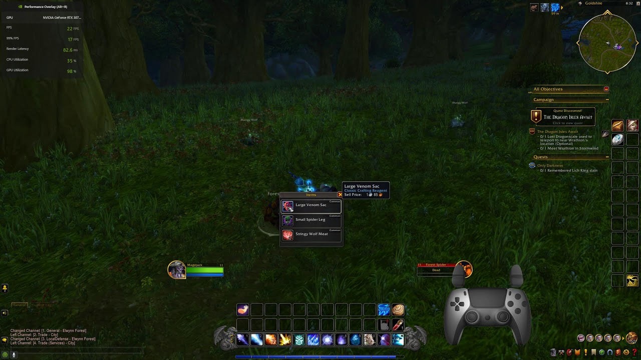 World of Warcraft with PS5 stick test