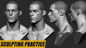 Realtime Male Head Sculpting Practice | 3D Sketch (Zbrush)