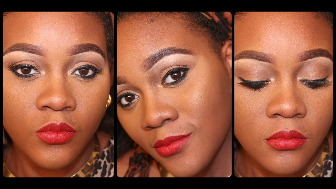 Fall Make-up: Neutral Eyes and Red Bold Lips 