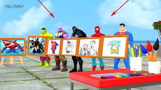 Spiderman with drawing challenge shark spider roblox vs superhero vs scary teacher funny vs joker