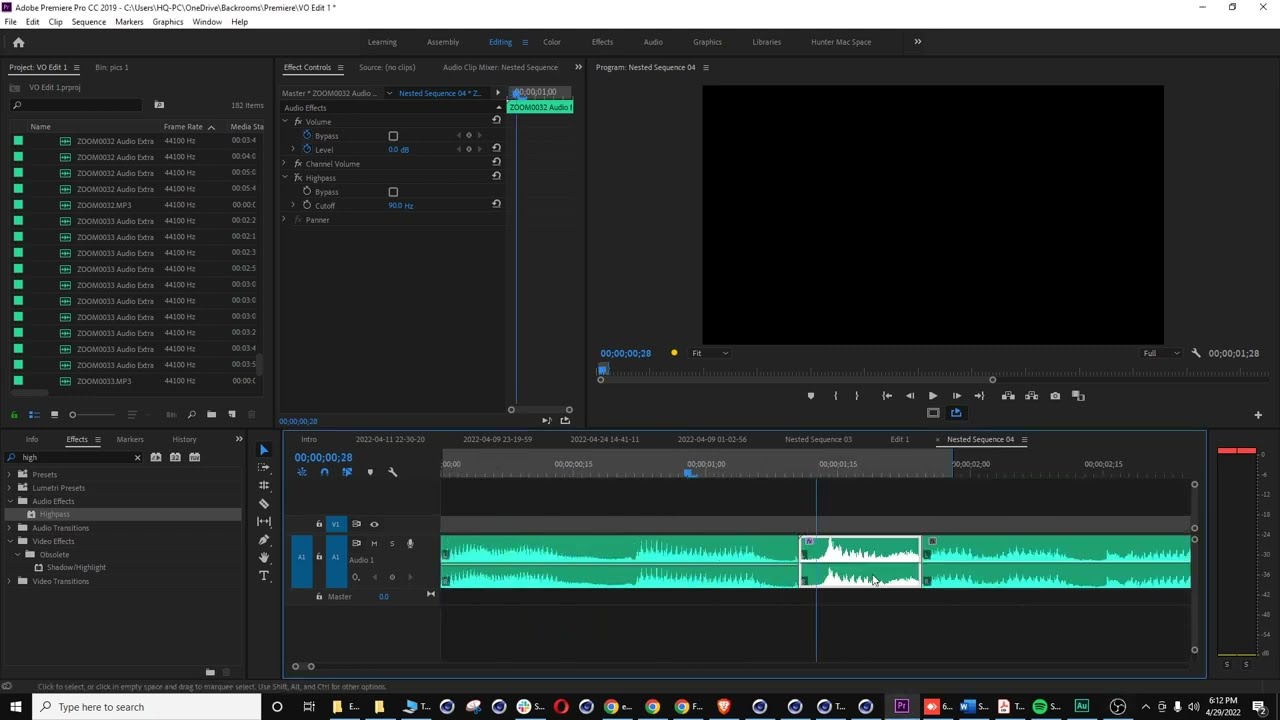 Remove "P" Pops from Microphone Audio, Premiere Quick Tip (High Pass Method)
