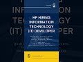 Hp Hiring Information Technology IT Developer | Latest Jobs 2023 image