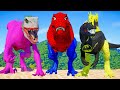 Spiderman T-REX vs. Batman Spinosaurus: Epic Showdown with Joker and Black Lantern! Dino Fight