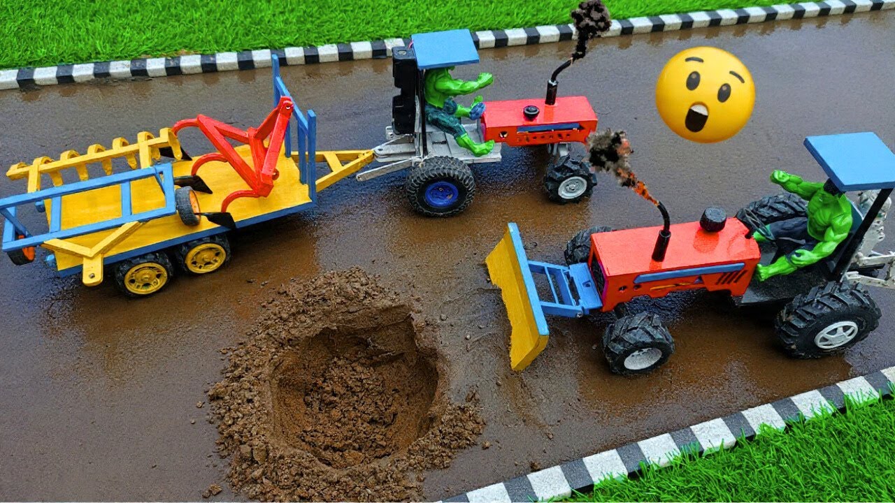 Diy tractor making mini Farm Diorama with house Cow, Barn | Water pump science project