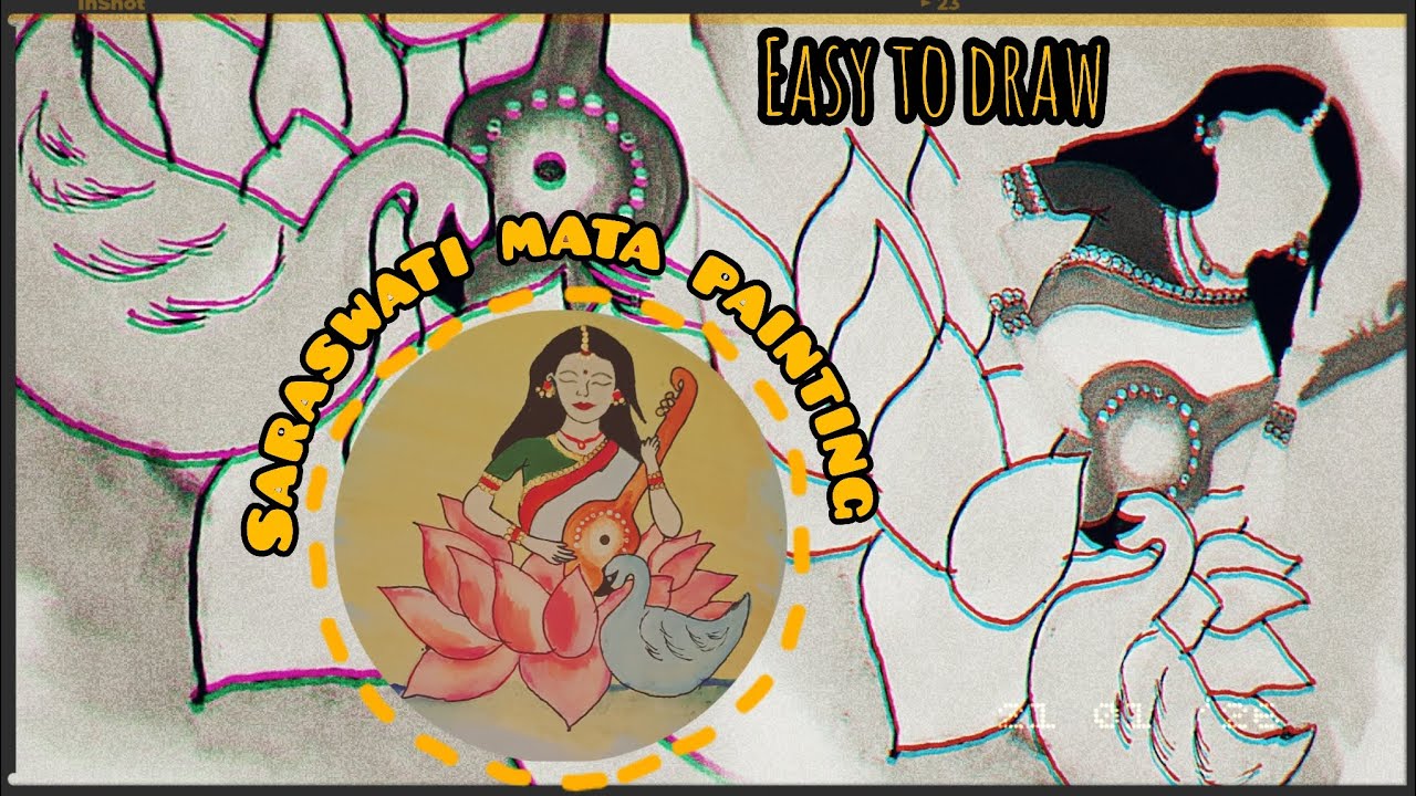 Easy Maa saraswati painting 🖌️ || for beginners|| Roshani diaries 