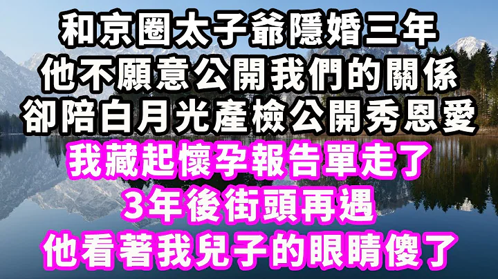 和京圈太子爷隐婚三年，他不愿意公开我们的关系，却陪白月光产检公开秀恩爱，我藏起怀孕报告单走了，3年后街头再遇，他看着我儿子的眼睛傻了#情感秘密 #情感 #出轨#小三#家庭#豪门#霸总 - 天天要闻